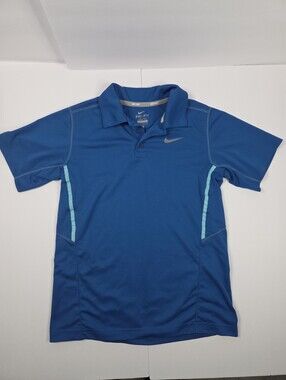 Nike Tennis Boys Large Blue Dri-FIT Short Sleeve Polo Shirt